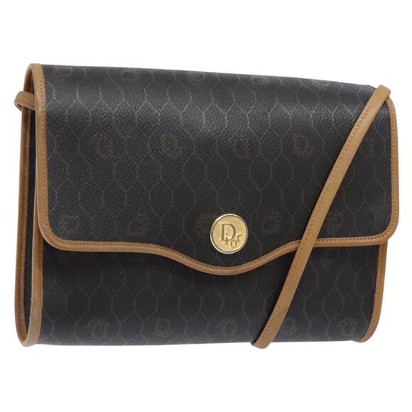 DIOR Honeycomb Canvas Shoulder Bag Pvc Black Gold - Picture 1 of 12